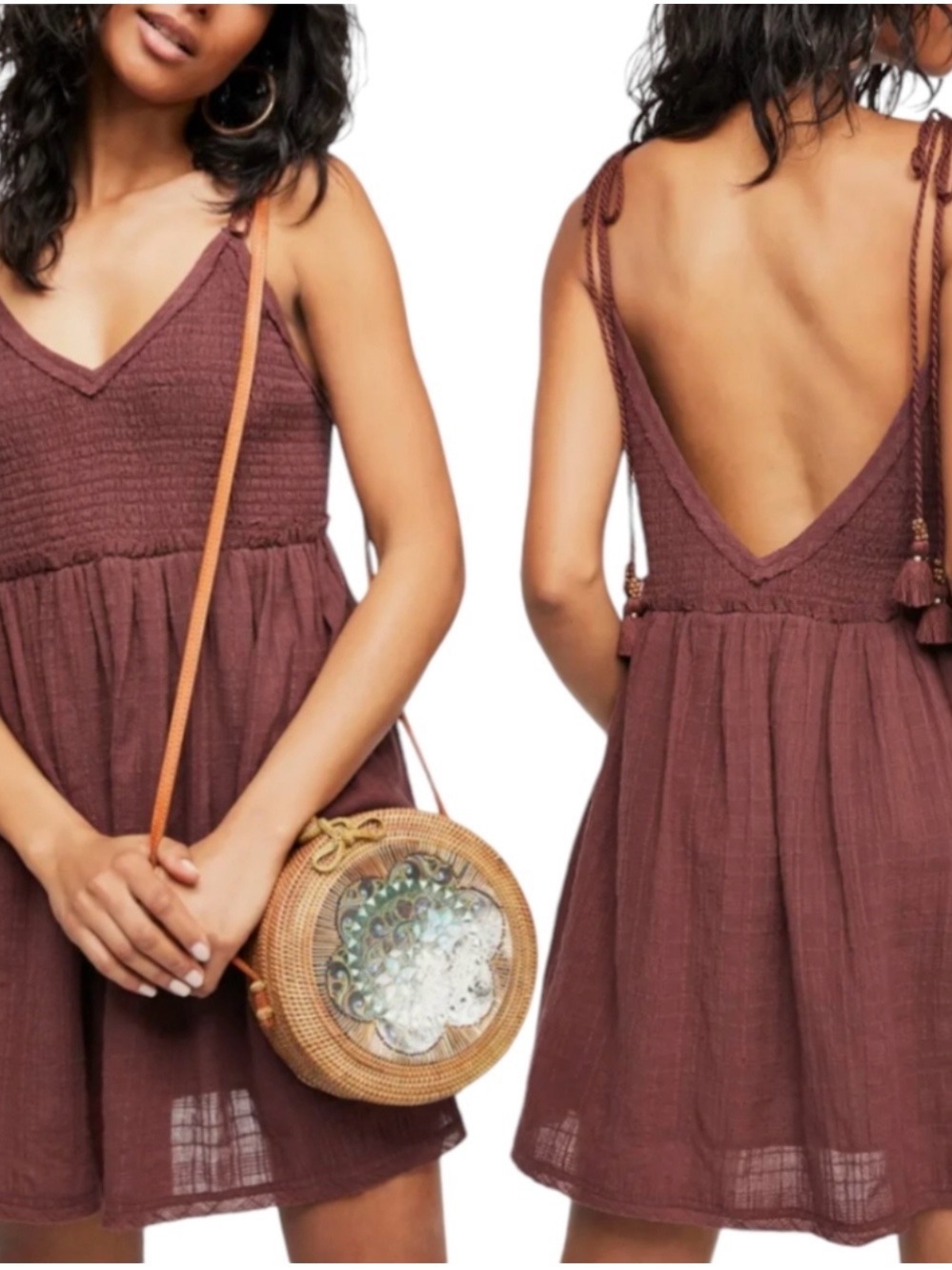 ⚡️Free People Dark Purple Sun-drenched Mini Dress